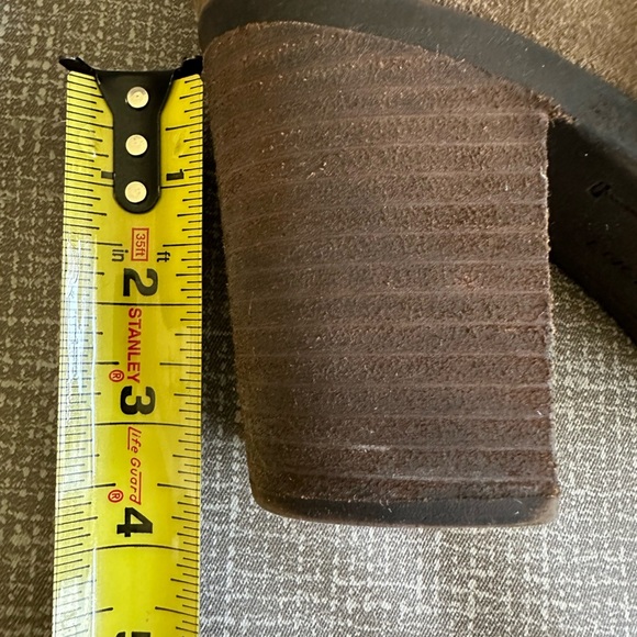 Lucky Brand Womens Salza Brown Tan Leather suede Block Heel Booties 9 Medium - Picture 14 of 15